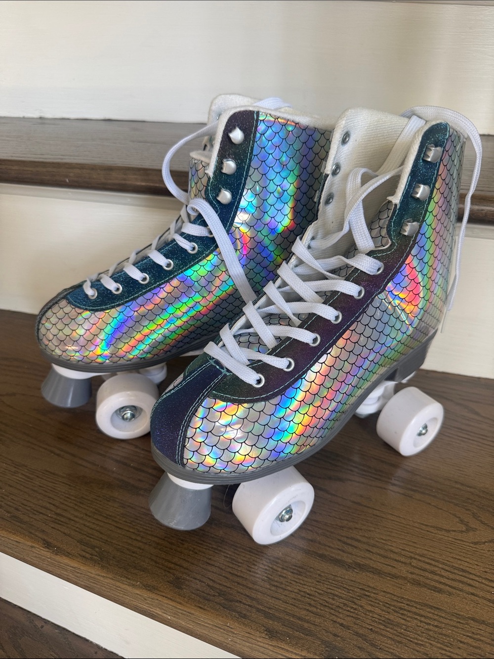 C&C California Iridescent Mermaid Scale Roller Skates with White Wheels